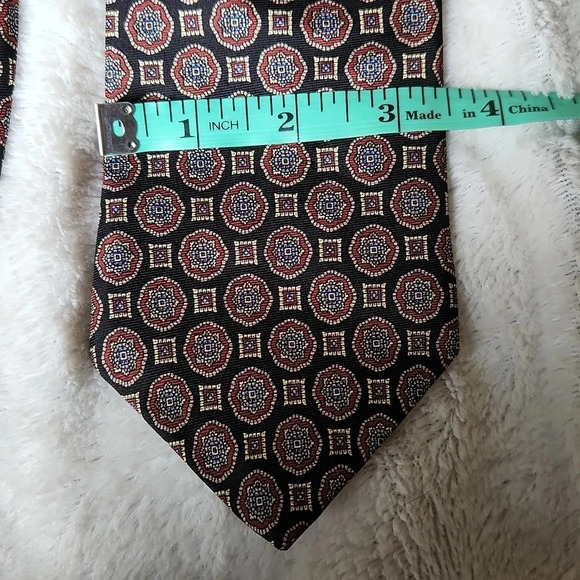 Vintage Guy Laroche Black & Red Silk Tie - Picture 5 of 8